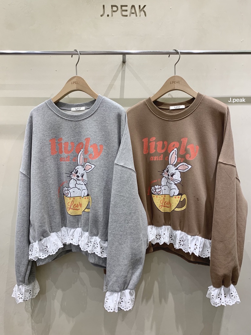 J PEAK/BY FLOW東大門㊣實拍女裝新品真品職業衛衣加絨兔子J PEAK衛衣圖色2左二色