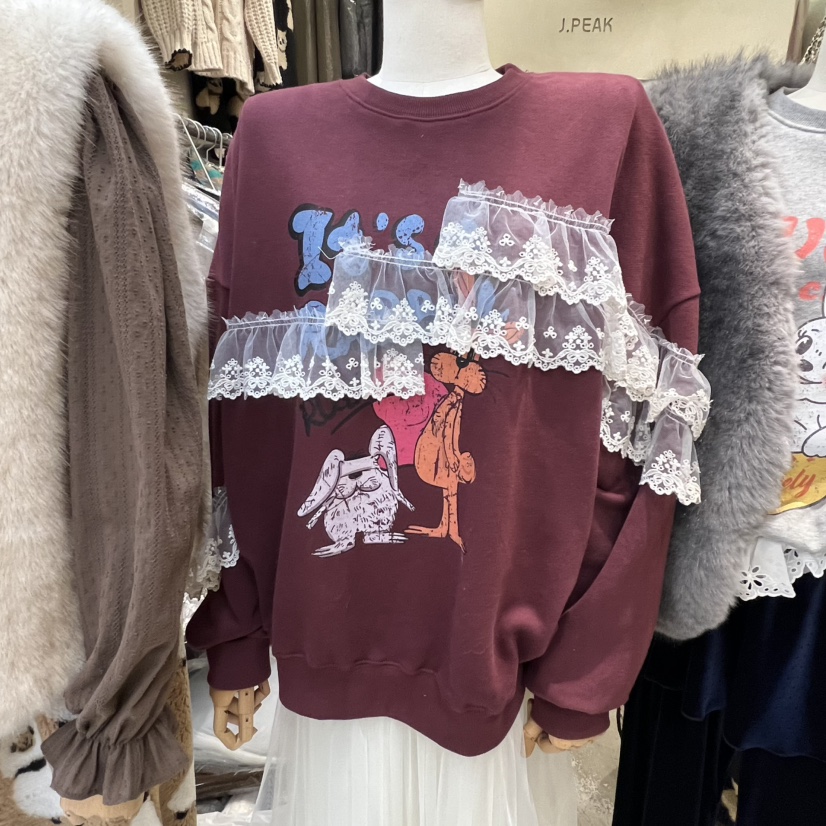 J PEAK/BY FLOW東大門㊣代購女裝新品推薦職業衛衣加絨蕾絲J PEAK衛衣圖色2