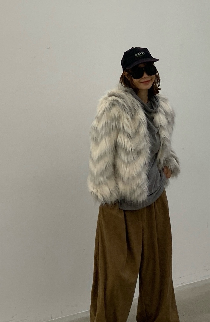 PARIS MATCH東大門㊣直郵女士新品25秋冬時尚短款大衣毛皮PARIS MATCH短款大衣