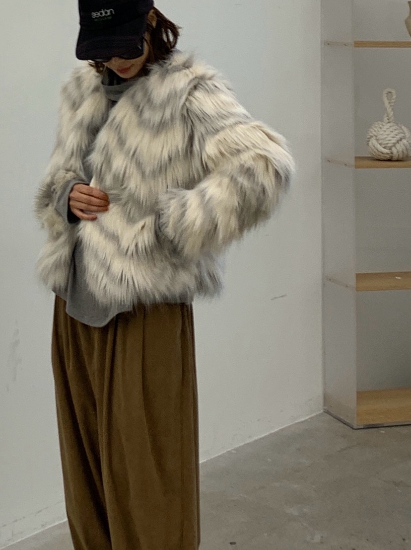 PARIS MATCH東大門㊣直郵女士新品25秋冬時尚短款大衣毛皮PARIS MATCH短款大衣