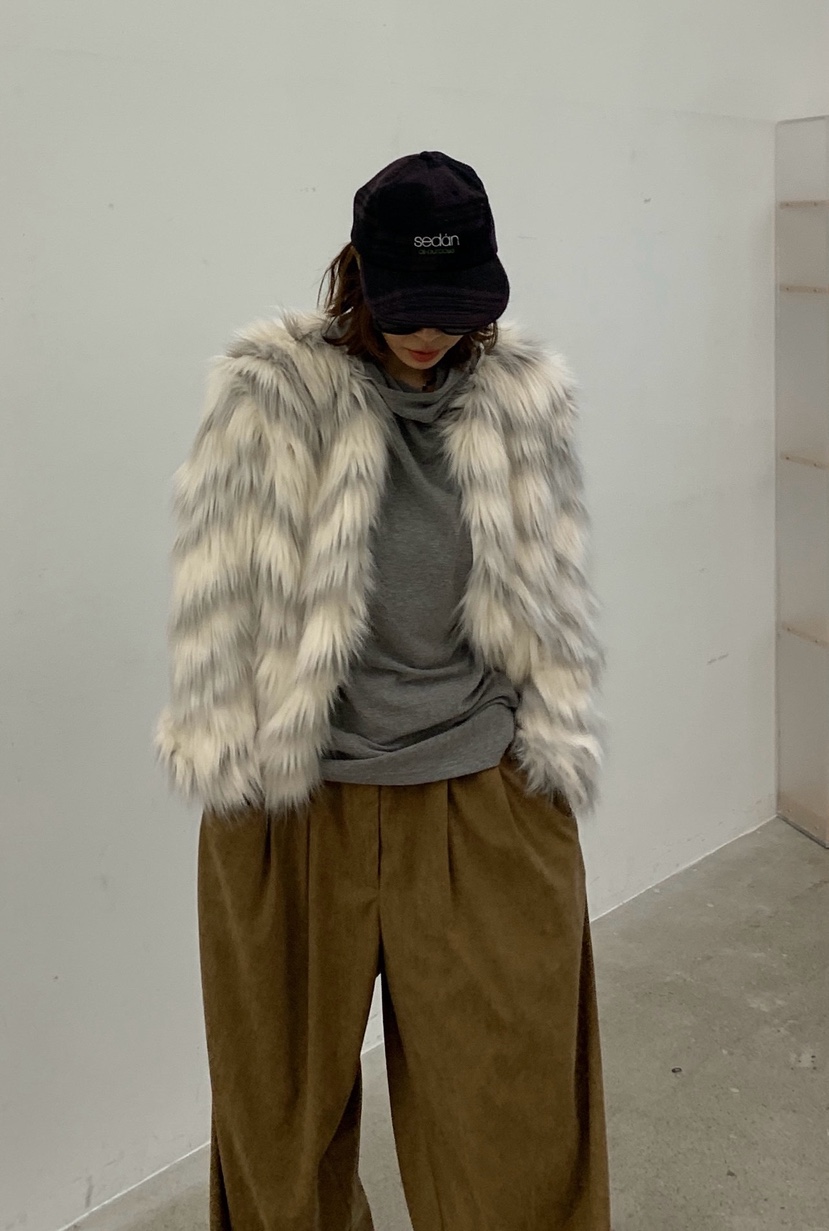 PARIS MATCH東大門㊣直郵女士新品25秋冬時尚短款大衣毛皮PARIS MATCH短款大衣