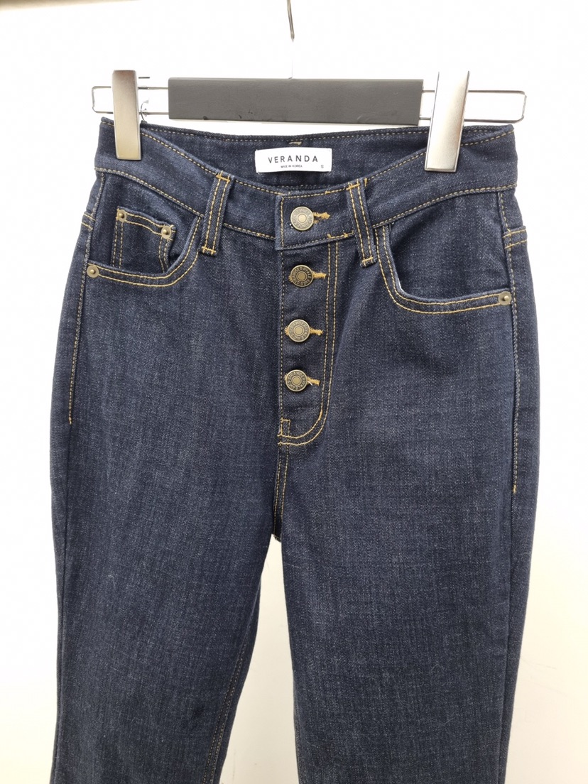 VERANDA韓國代購㊣女裝新款熱賣推薦時尚25秋冬牛仔褲羊毛紐扣VERANDA牛仔褲