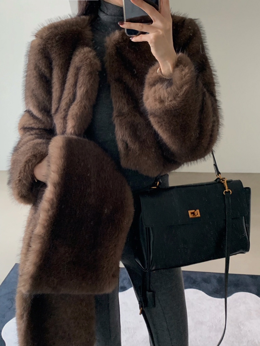 VERANDA韓國直郵㊣女裝新款推薦時尚休閑人氣熱賣短款大衣圍巾VERANDA短款大衣