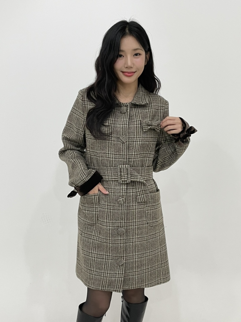 NAPKIN東大門㊣直郵女士新款25秋冬人氣休閑推薦連衣裙含腰帶NAPKIN連衣裙圖色1