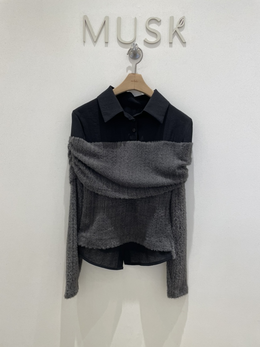 MUSK東大門㊣代購女士新品職業熱賣襯衫蕾絲衫安哥拉羊毛衫MUSK襯衫/蕾絲衫圖色2