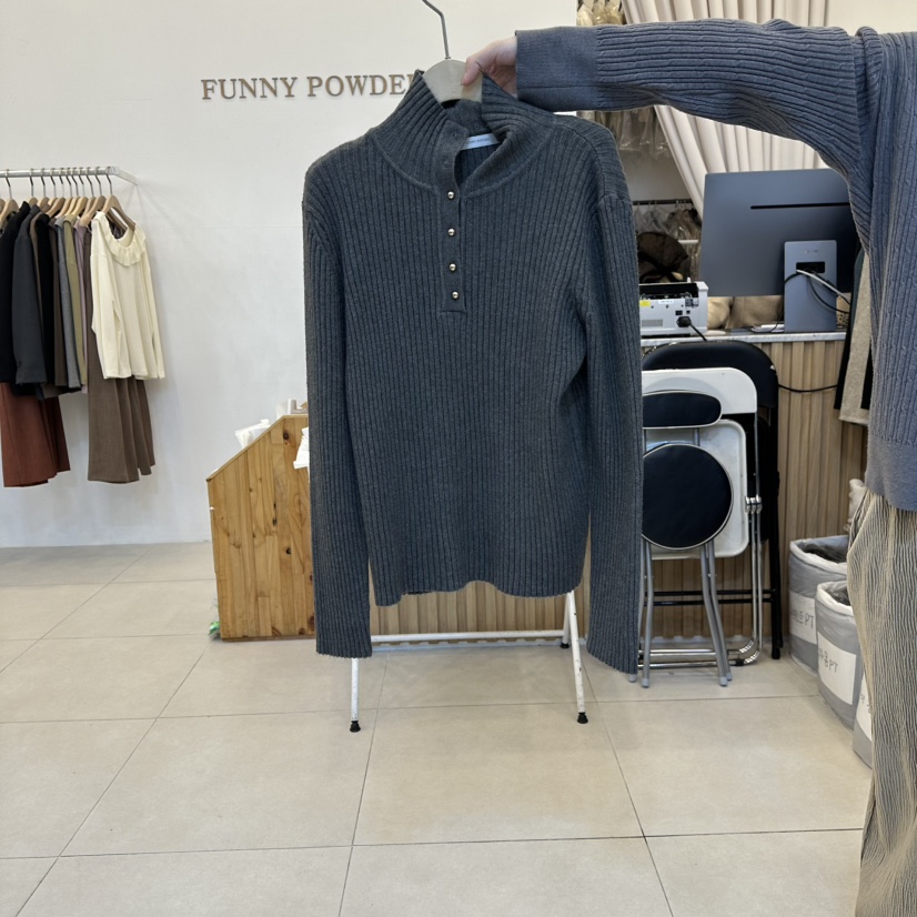 FUNNY POWDER東大門㊣實拍女裝新品休閑推薦人氣25秋冬針織衫THE FUNNY針織衫圖色4墨色