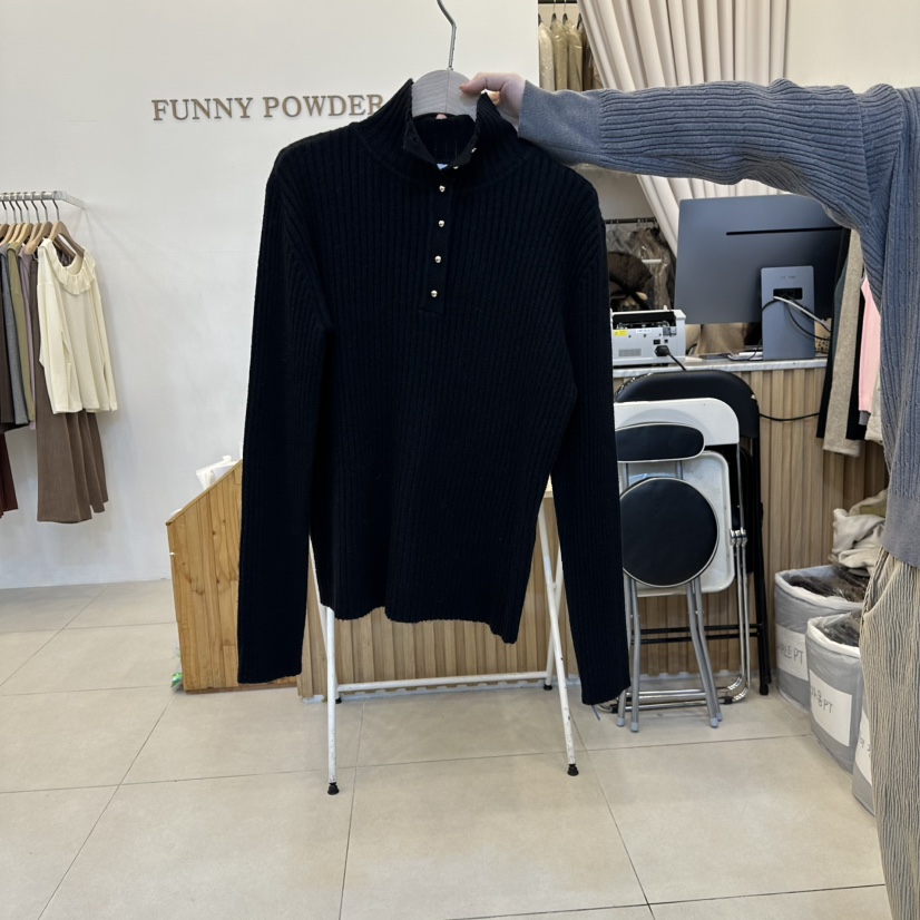 FUNNY POWDER東大門㊣實拍女裝新品休閑推薦人氣25秋冬針織衫THE FUNNY針織衫圖色5黑色