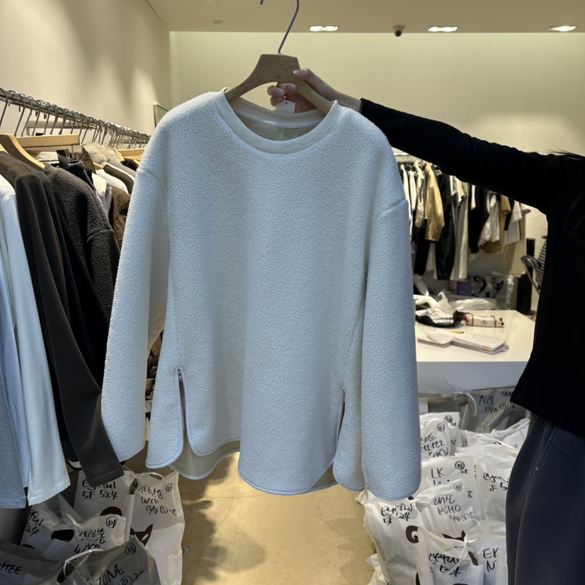 EYEFUL-Q韓國直郵㊣女士新款人氣時尚熱賣長袖T恤抓絨拉鏈eyeful長袖T恤圖色1