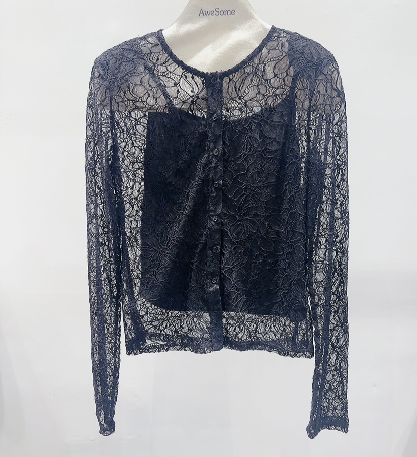 AWESOME-P東大門㊣代購女裝新品推薦熱賣休閑25秋冬套裝蕾絲AWESOME-P套裝圖色2