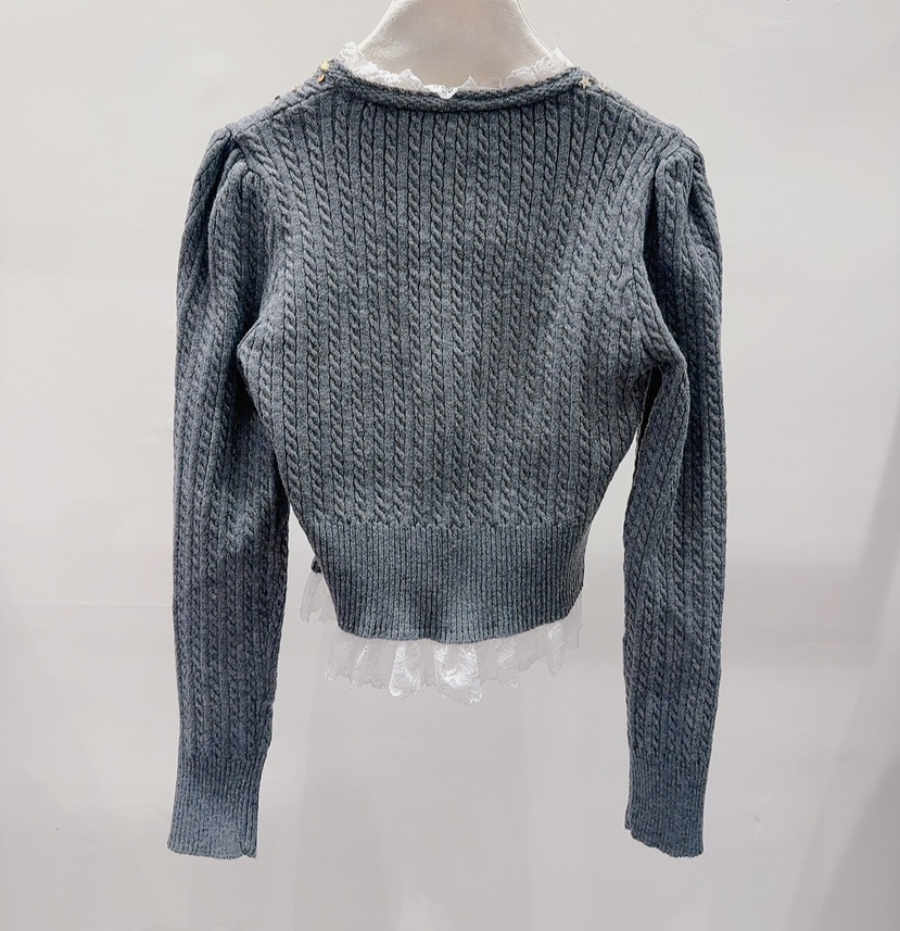 AWESOME-P東大門㊣實拍女裝新款推薦熱賣人氣針織衫花朵開衫AWESOME-P針織衫