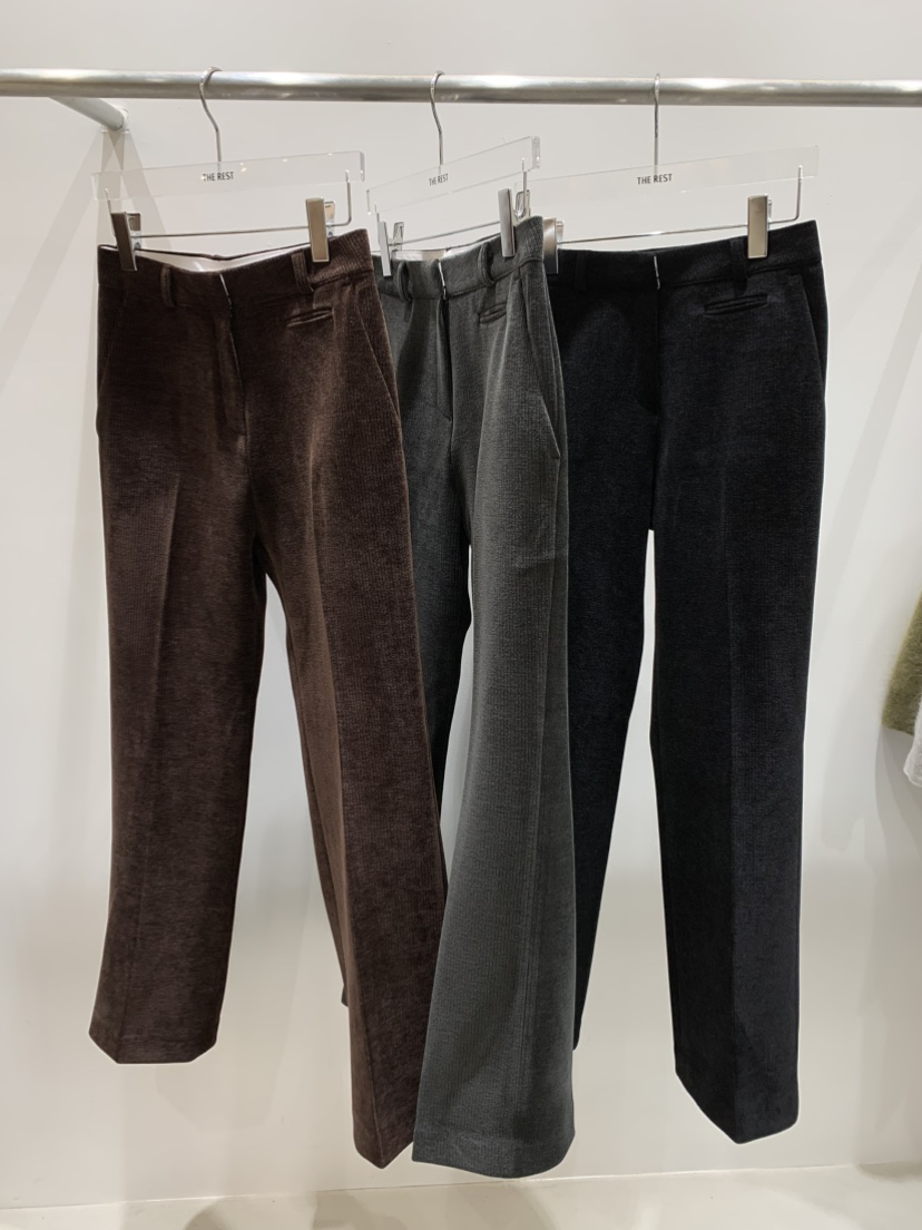 THE REST韓國直郵㊣女裝新品人氣職業25秋冬推薦休閑褲天鵝絨THE REST/UNNOEUD休閑褲圖色3左三色