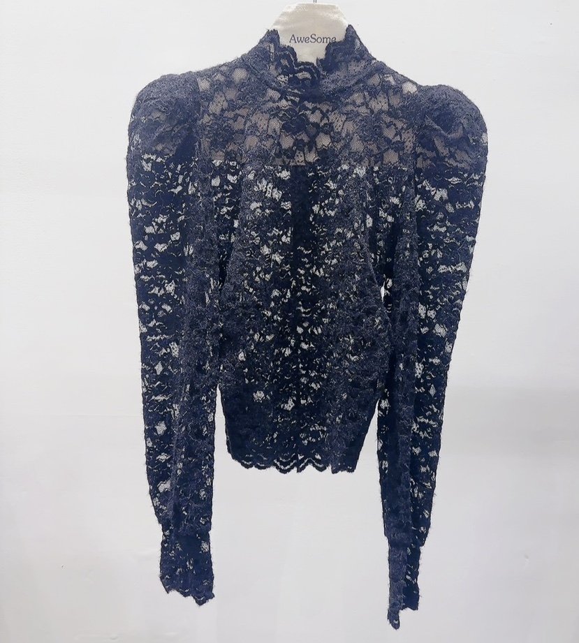 AWESOME-P韓國直郵㊣女裝新品人氣時尚25秋冬襯衫蕾絲衫天鵝絨AWESOME-P襯衫/蕾絲衫圖色2