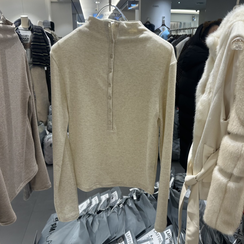 LAFFINE-P東大門㊣實拍女裝新款休閑人氣推薦時尚25秋冬長袖T恤LAFFINE-P長袖T恤圖色1燕麥色