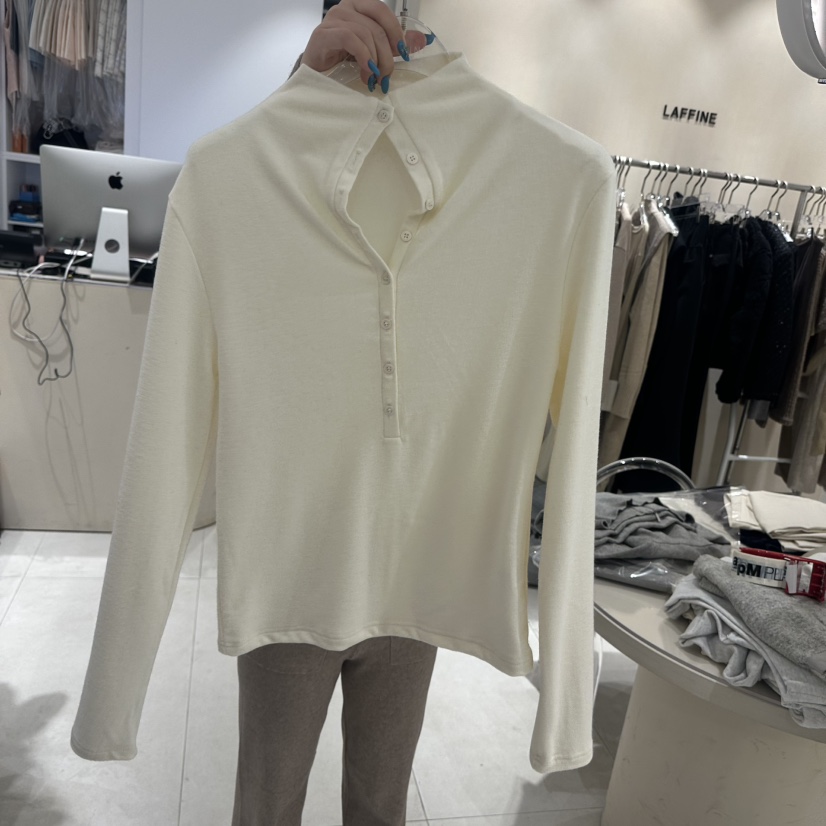 LAFFINE-P東大門㊣實拍女裝新款休閑人氣推薦時尚25秋冬長袖T恤LAFFINE-P長袖T恤圖色2白色