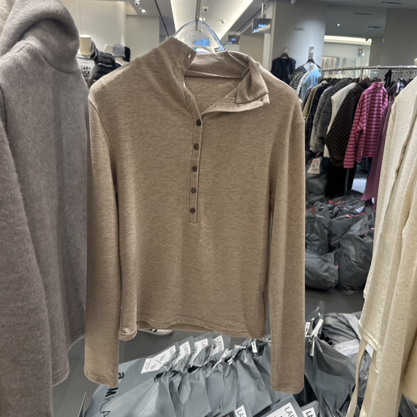 LAFFINE-P東大門㊣實拍女裝新款休閑人氣推薦時尚25秋冬長袖T恤LAFFINE-P長袖T恤圖色3米色