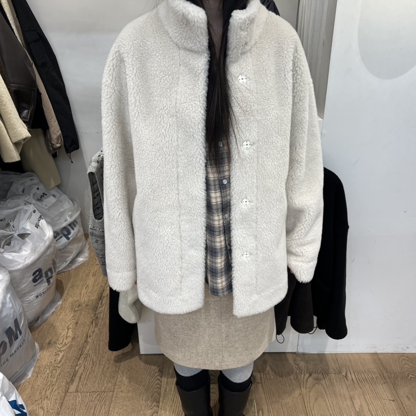 JINSIM東大門㊣直郵女裝新品時尚25秋冬職業人氣短款大衣絨JINSIM短款大衣圖色1