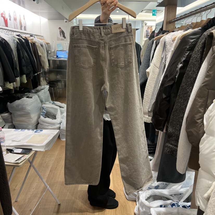 OP PER東大門㊣實拍女士新品職業休閑時尚25秋冬熱賣牛仔褲OPPER-simplebeige牛仔褲