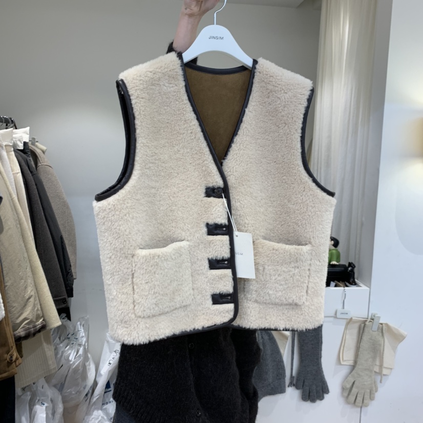 JINSIM韓國代購㊣女裝新款時尚熱賣職業25秋冬推薦休閑馬甲JINSIM馬甲圖色2