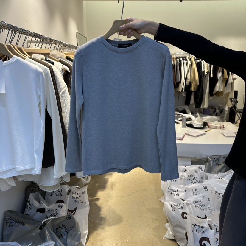 EYEFUL-Q東大門㊣實拍女士新款25秋冬推薦休閑人氣長袖T恤eyeful長袖T恤圖色3