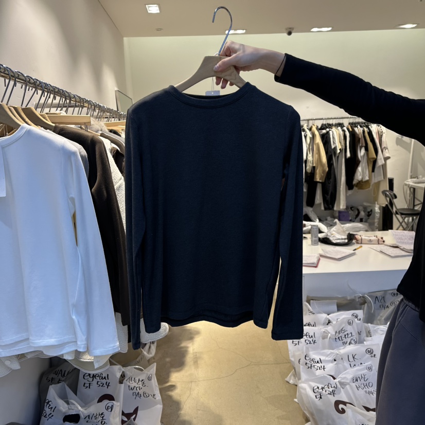 EYEFUL-Q東大門㊣實拍女士新款25秋冬推薦休閑人氣長袖T恤eyeful長袖T恤圖色5灰色