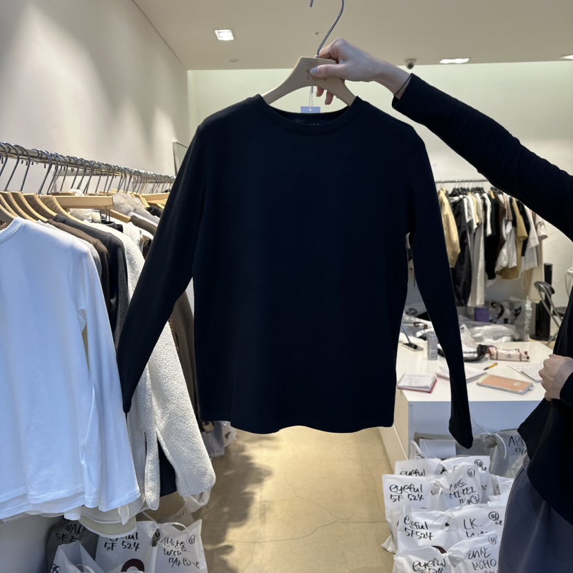 EYEFUL-Q東大門㊣實拍女士新款25秋冬推薦休閑人氣長袖T恤eyeful長袖T恤圖色6黑色