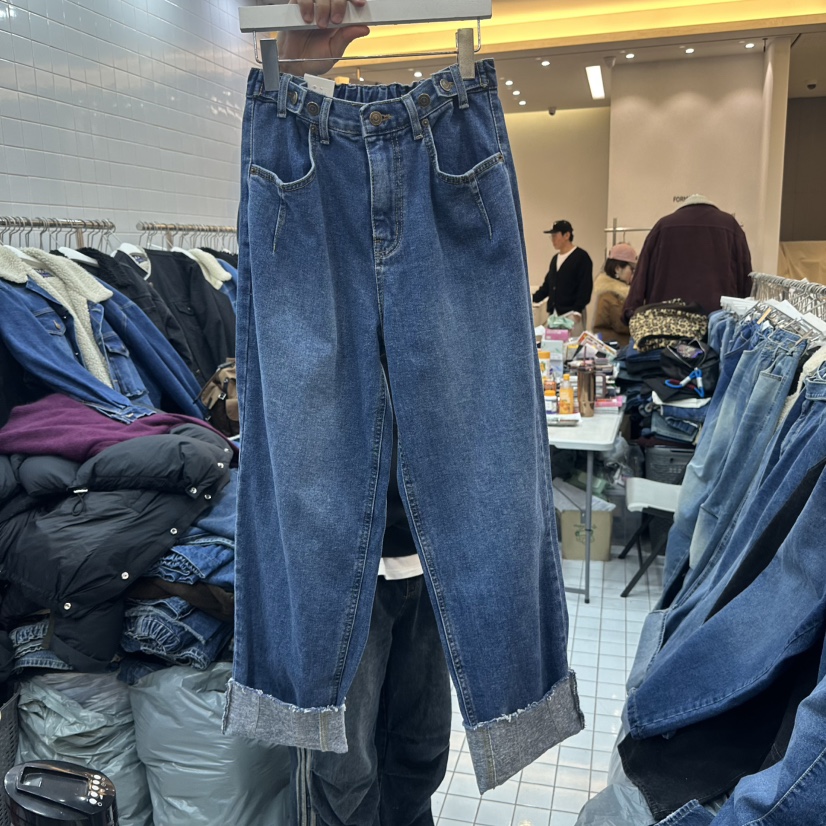 ITZEL東大門㊣代購女士新款推薦25秋冬職業休閑人氣牛仔褲加絨ITZEL牛仔褲圖色1