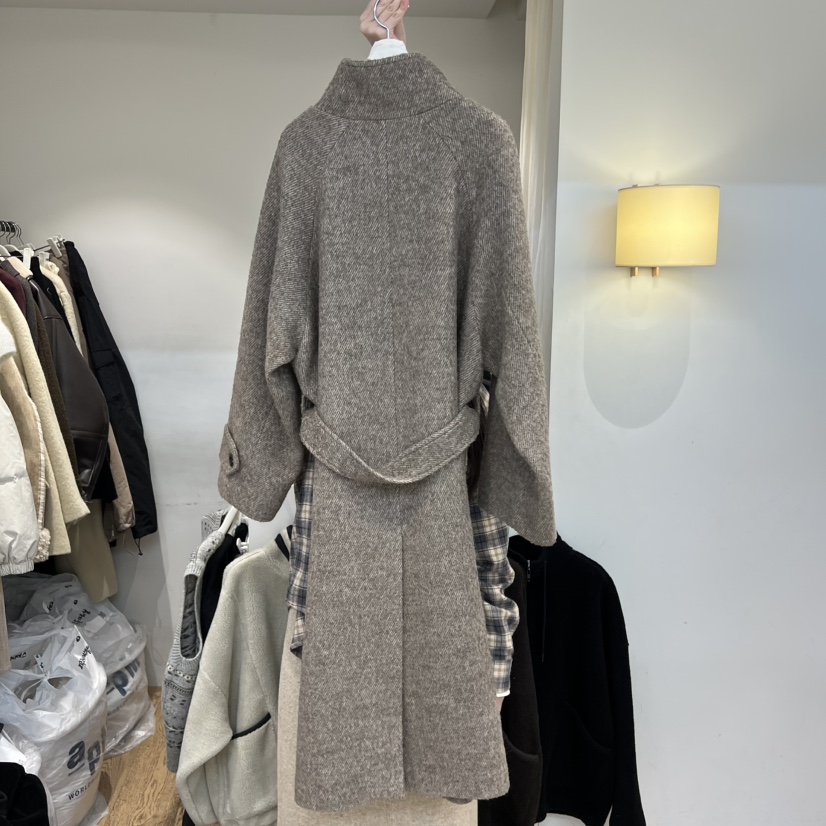 JINSIM韓國直郵㊣女裝新款25秋冬時尚中長款大衣含腰帶涂層JINSIM中長款大衣