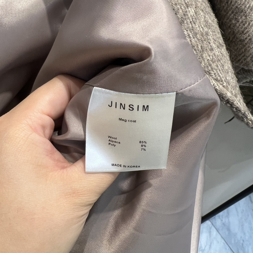 JINSIM韓國直郵㊣女裝新款25秋冬時尚中長款大衣含腰帶涂層JINSIM中長款大衣