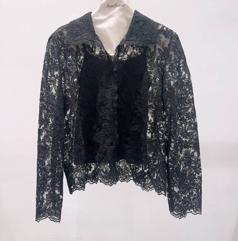 AWESOME-P韓國代購㊣女士新款休閑真品25秋冬套裝含吊帶蕾絲AWESOME-P套裝圖色2