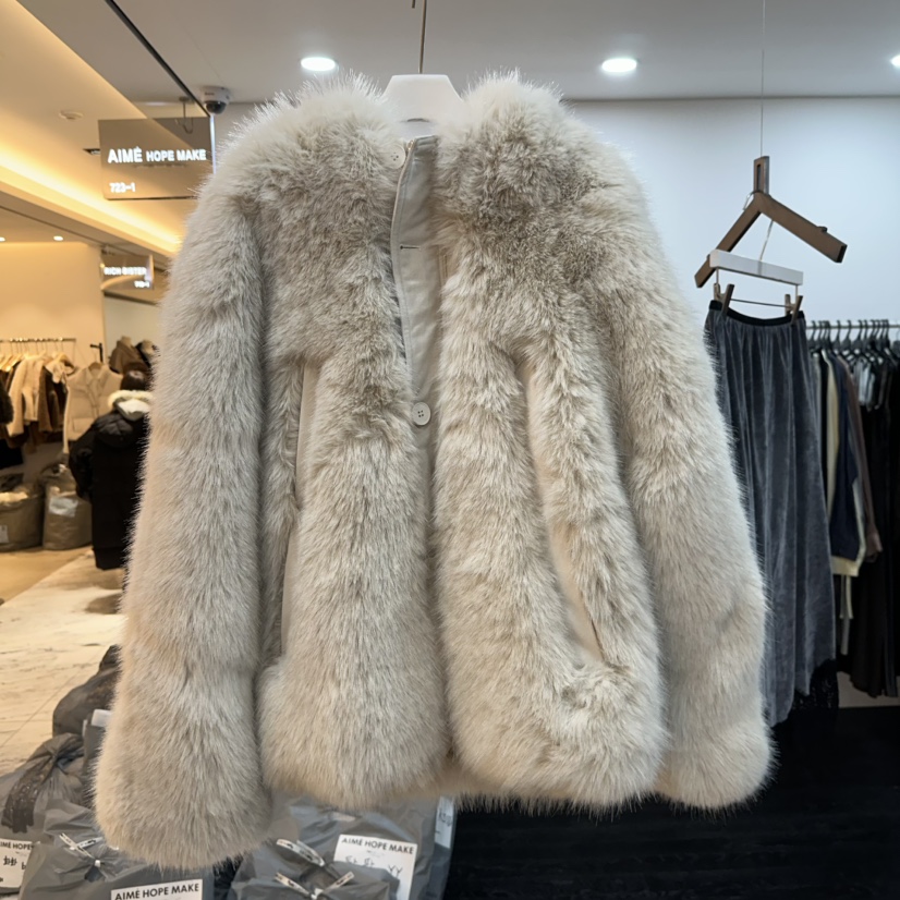 AIME HOPE MAKE韓國直郵㊣女士新品熱賣25秋冬短款大衣毛皮AIME HOPE MAKE短款大衣圖色1