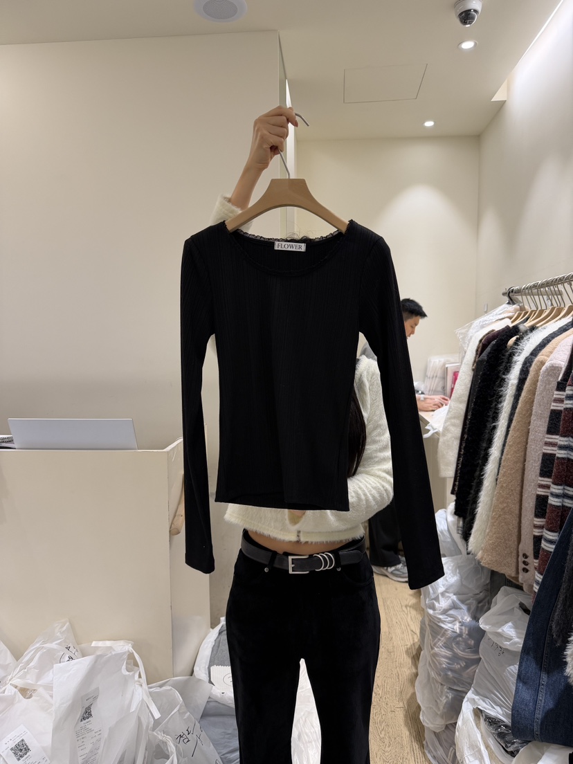 FLOWER-L東大門㊣代購女裝新品休閑真品時尚推薦人氣長袖T恤FLOWER-L長袖T恤圖色3黑色