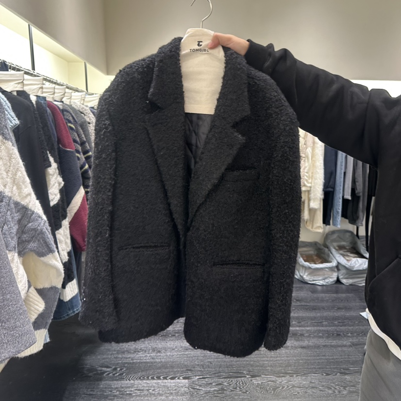 TOMGIRL東大門㊣代購女裝新款職業25秋冬短款大衣毛圈羊毛絨TOMGIRL短款大衣圖色2
