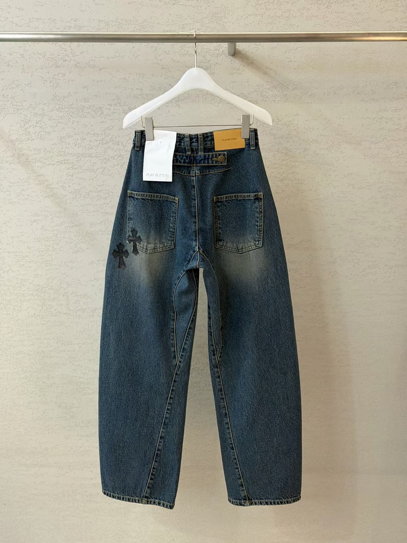 PLAYBUTTON-P東大門㊣代購女裝新品推薦25秋冬真品時尚牛仔褲PLAYBUTTON牛仔褲