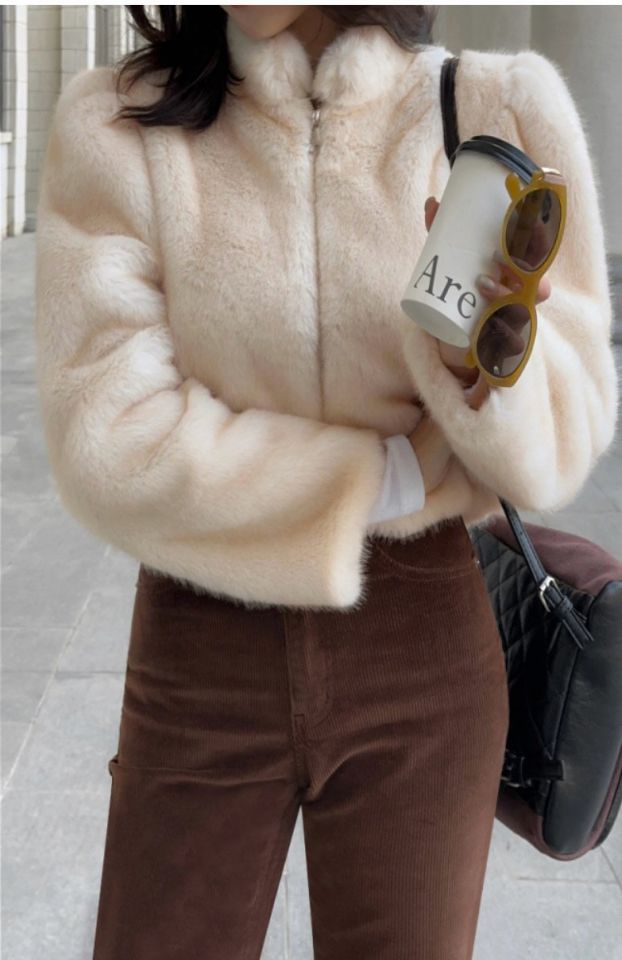 FEMME東大門㊣實拍女裝新款職業真品25秋冬休閑短款大衣皮草FEMME短款大衣