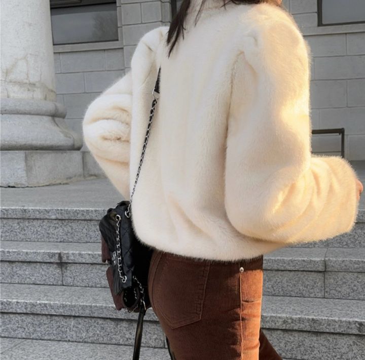 FEMME東大門㊣實拍女裝新款職業真品25秋冬休閑短款大衣皮草FEMME短款大衣