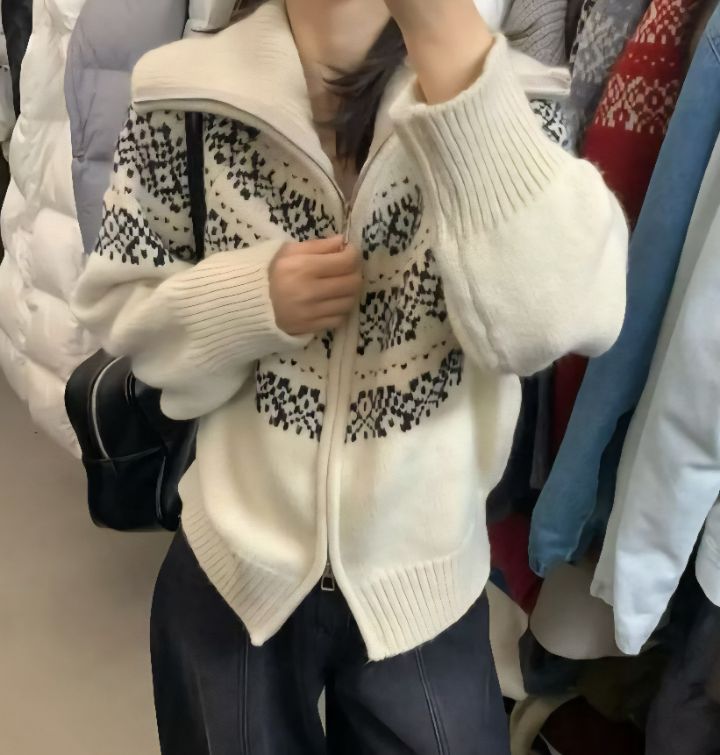 FEMME韓國直郵㊣女裝新品真品休閑時尚推薦人氣熱賣針織衫拉鏈FEMME針織衫