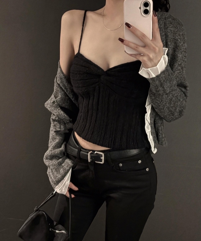 MOMENT韓國代購㊣女士新款熱賣真品推薦人氣25秋冬吊帶背心羊駝MOMENT/RECOVER吊帶/背心