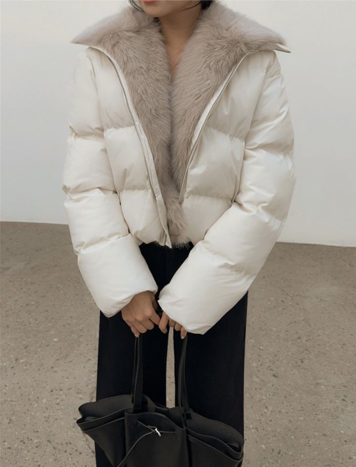 FEMME東大門㊣代購女裝新品職業時尚休閑短款羽絨服毛皮填充FEMME短款羽絨服