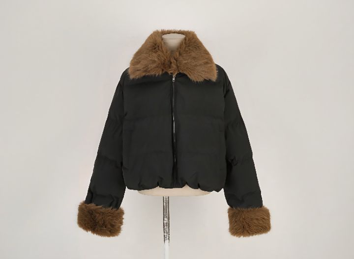 FEMME東大門㊣代購女裝新品職業時尚休閑短款羽絨服毛皮填充FEMME短款羽絨服圖色2