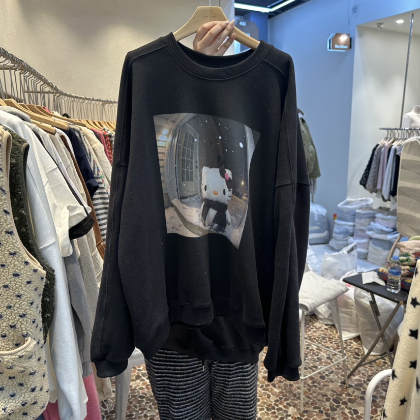 THE LINE-Q韓國代購㊣女裝新品25秋冬推薦休閑時尚熱賣衛衣THE LINE-Q衛衣圖色2