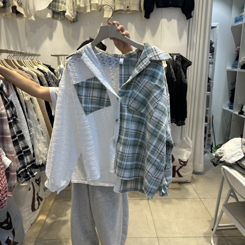 LADYBUG+ADORABLE韓國代購㊣女士新品職業人氣襯衫蕾絲衫格子LADYBUG/Adorable襯衫/蕾絲衫圖色2