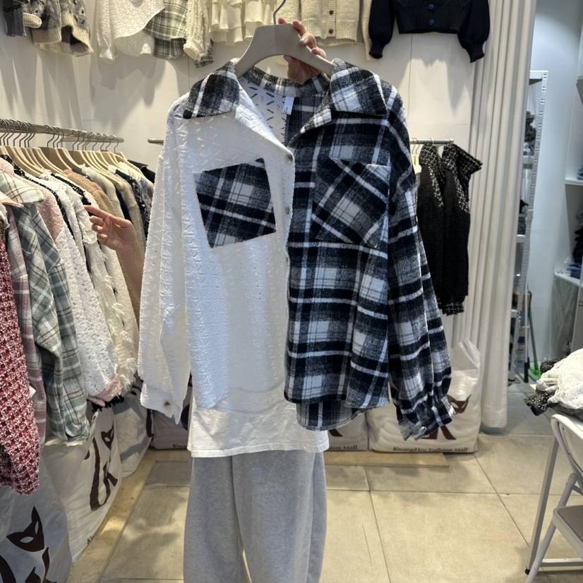 LADYBUG+ADORABLE韓國代購㊣女士新品職業人氣襯衫蕾絲衫格子LADYBUG/Adorable襯衫/蕾絲衫圖色3