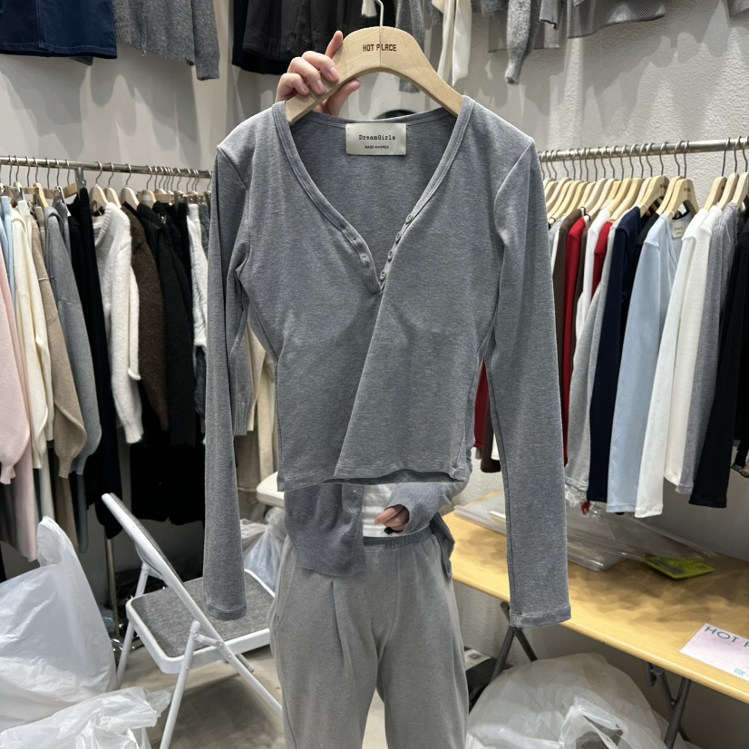 HOT PLACE東大門㊣實拍女裝新品休閑時尚熱賣25秋冬長袖T恤HOT PLACE_ISSUE/DREAM GIRIS長袖T恤圖色2