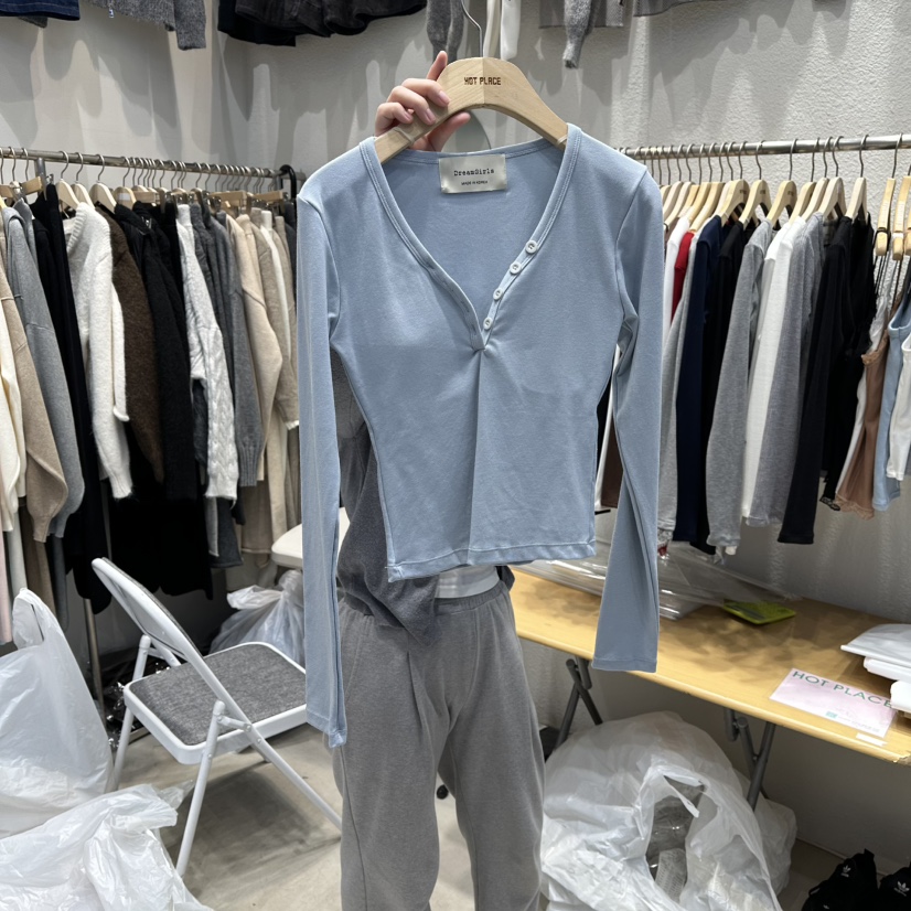 HOT PLACE東大門㊣實拍女裝新品休閑時尚熱賣25秋冬長袖T恤HOT PLACE_ISSUE/DREAM GIRIS長袖T恤圖色3