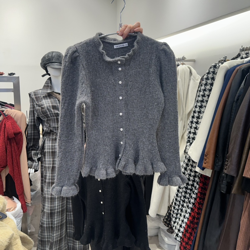 SENSIBLE-S韓國直郵㊣女士新品25秋冬人氣職業針織衫開衫紐扣SENSIBLE針織衫圖色1