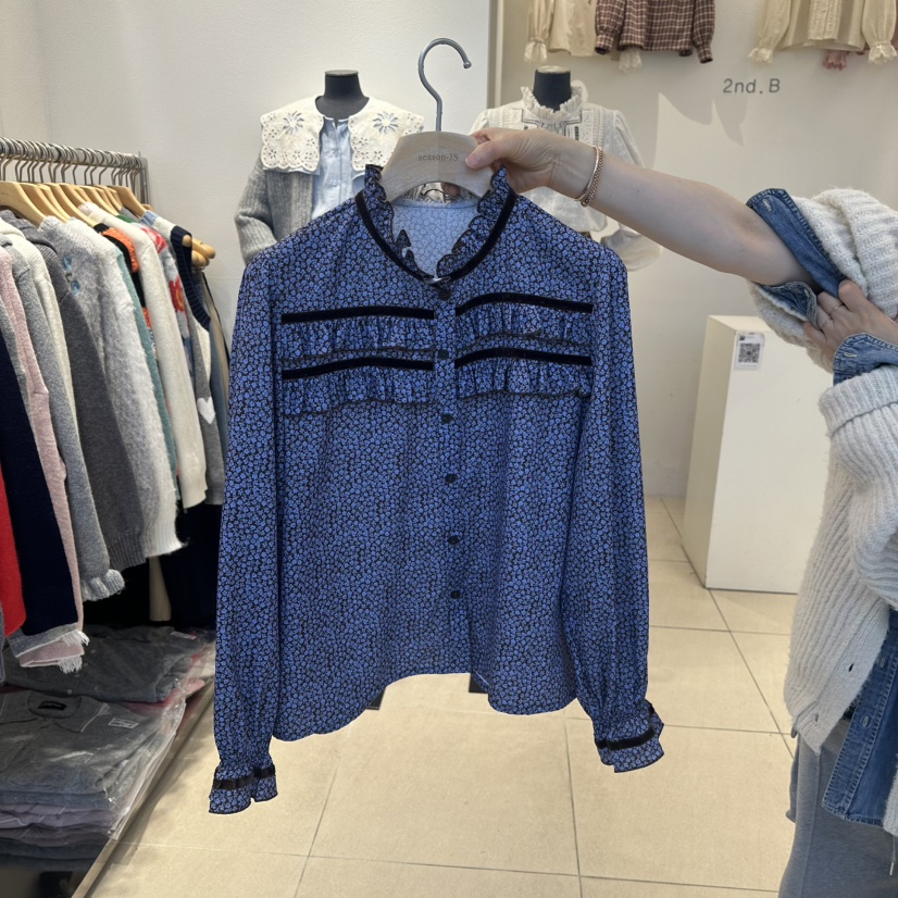 2nd B-S韓國代購㊣女裝新款時尚真品職業人氣休閑襯衫蕾絲衫2nd B-S襯衫/蕾絲衫圖色1