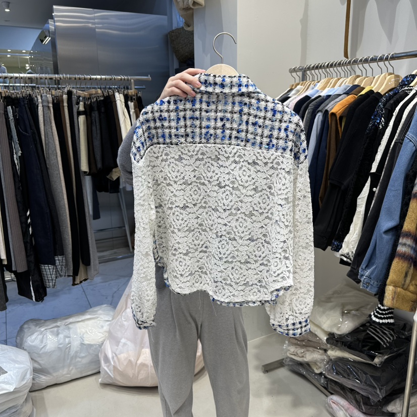 HOT PLACE東大門㊣代購女士新款人氣襯衫蕾絲衫粗花呢口袋HOT PLACE_ISSUE/DREAM GIRIS襯衫/蕾絲衫