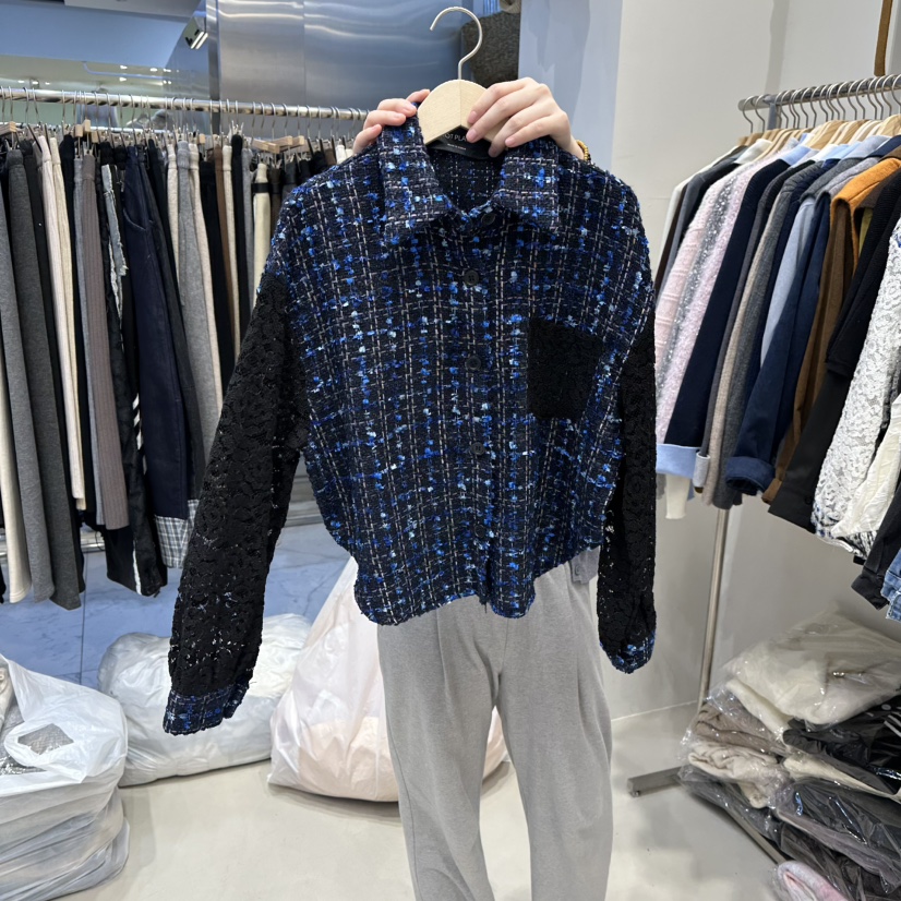 HOT PLACE東大門㊣代購女士新款人氣襯衫蕾絲衫粗花呢口袋HOT PLACE_ISSUE/DREAM GIRIS襯衫/蕾絲衫圖色2