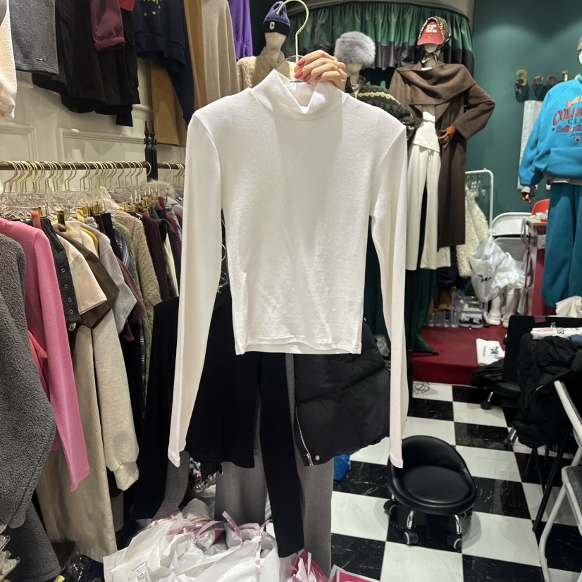 3COLOR東大門㊣代購女裝新品時尚長袖T恤羊毛Three color長袖T恤圖色1