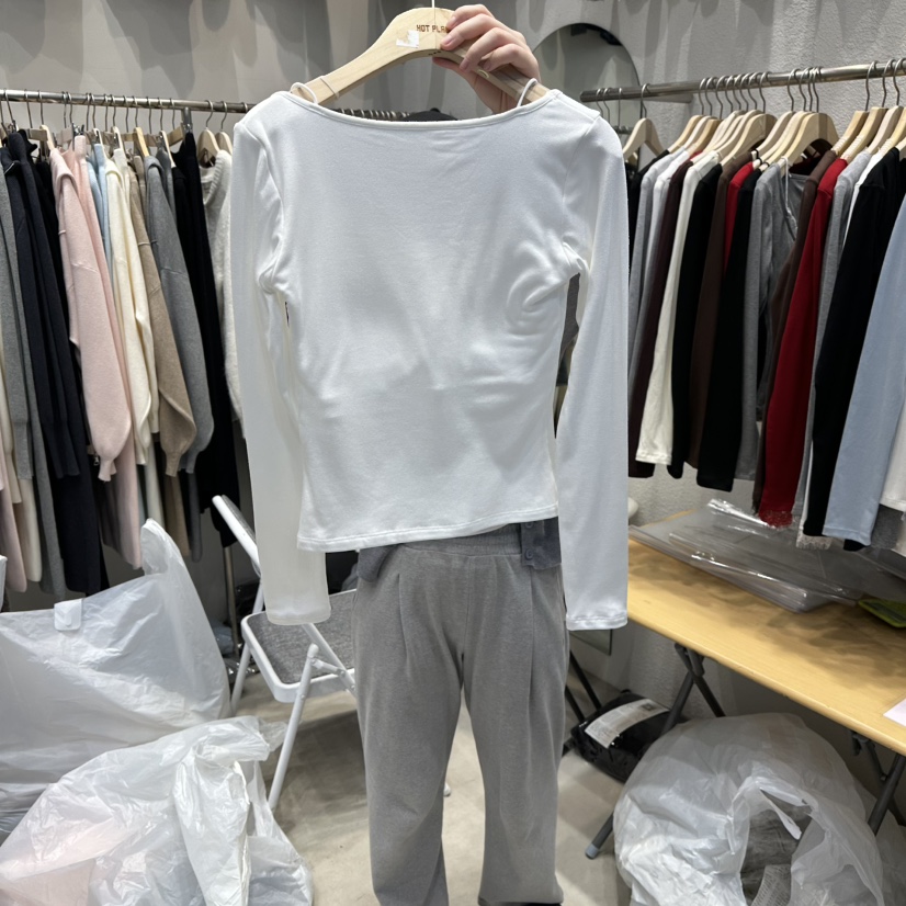 HOT PLACE韓國直郵㊣女裝新款熱賣職業推薦休閑長袖T恤系帶HOT PLACE_ISSUE/DREAM GIRIS長袖T恤